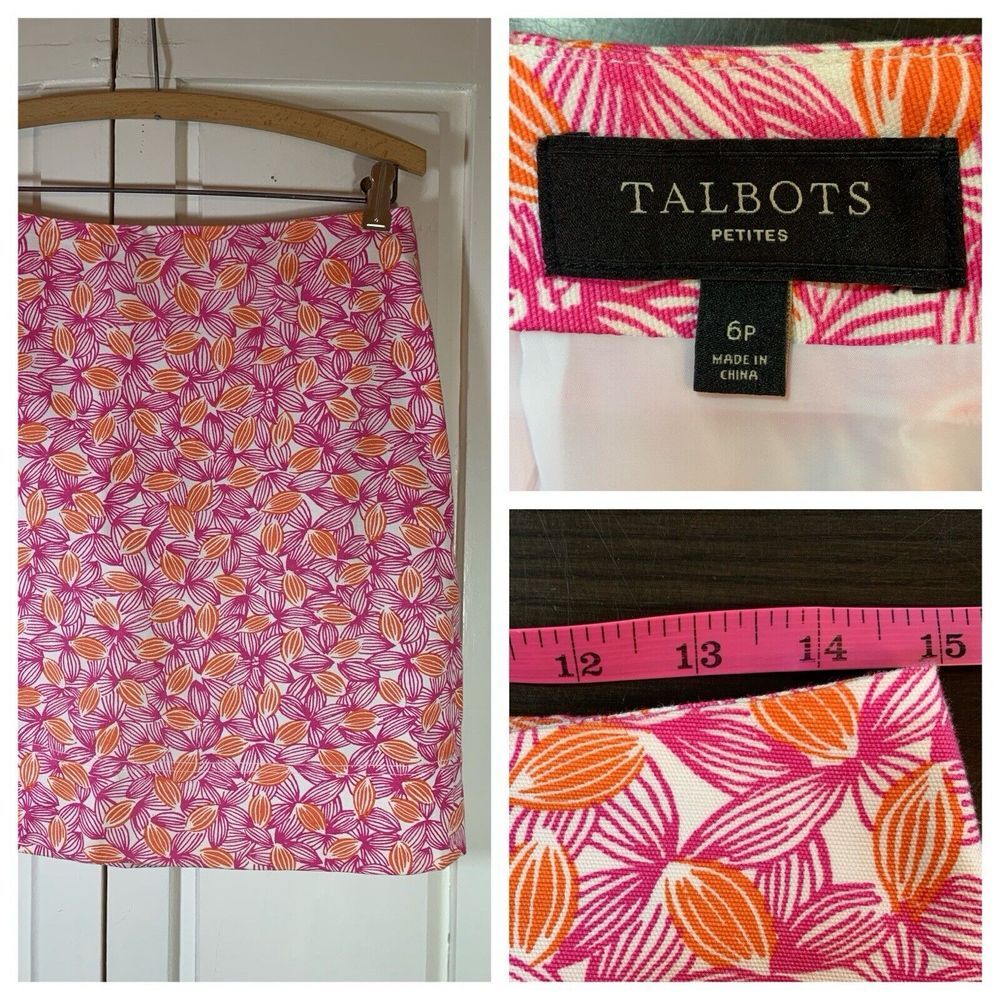 Talbots Petites Geometric Pencil Skirt Size 6P Office Professional Church Preppy